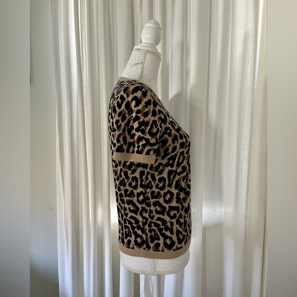 J. Crew Leopard Cotton Short Sleeve Sweater - Picture 2 of 5